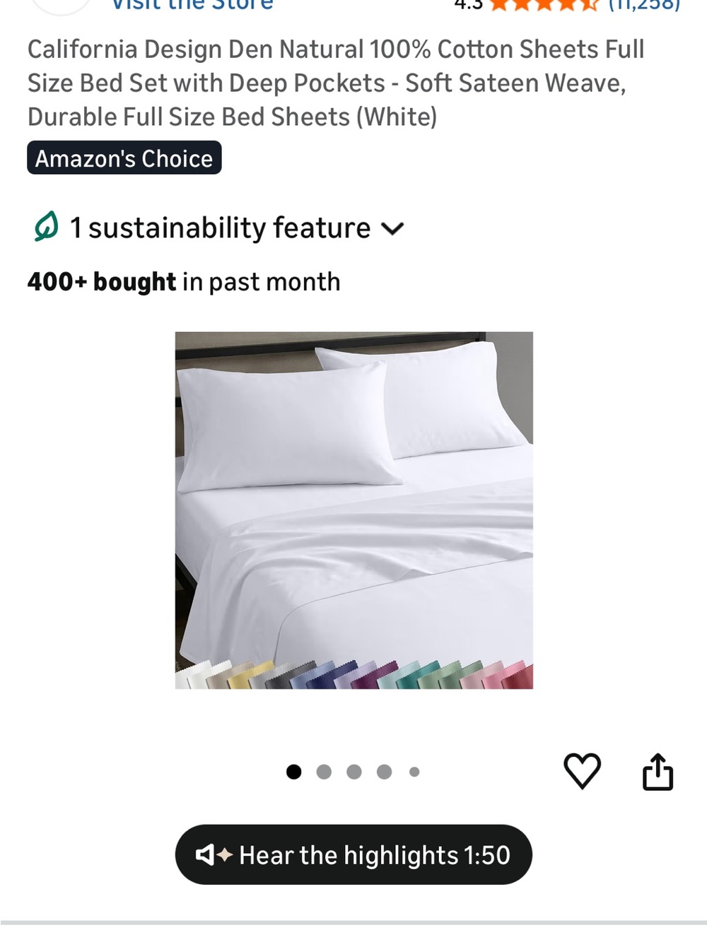 White Cotton Sheet Set - Soft Sateen Weave